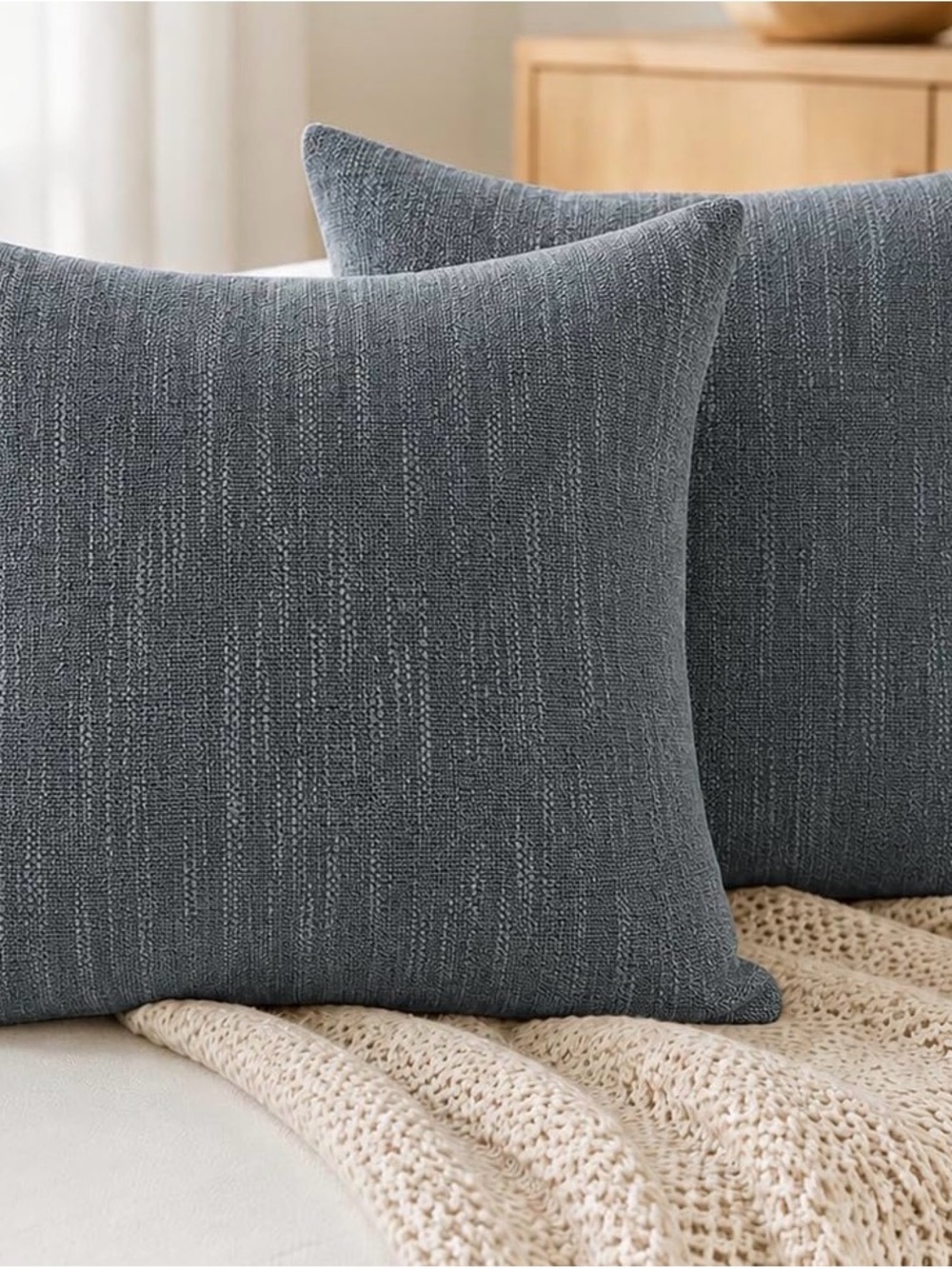 Gray Textured Throw Pillow Pair - Home 24x24